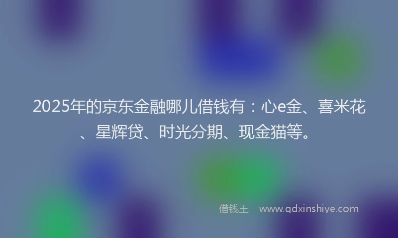 2025年的京东金融哪儿借钱有：心e金、喜米花、星辉贷、时光分期、现金猫等。