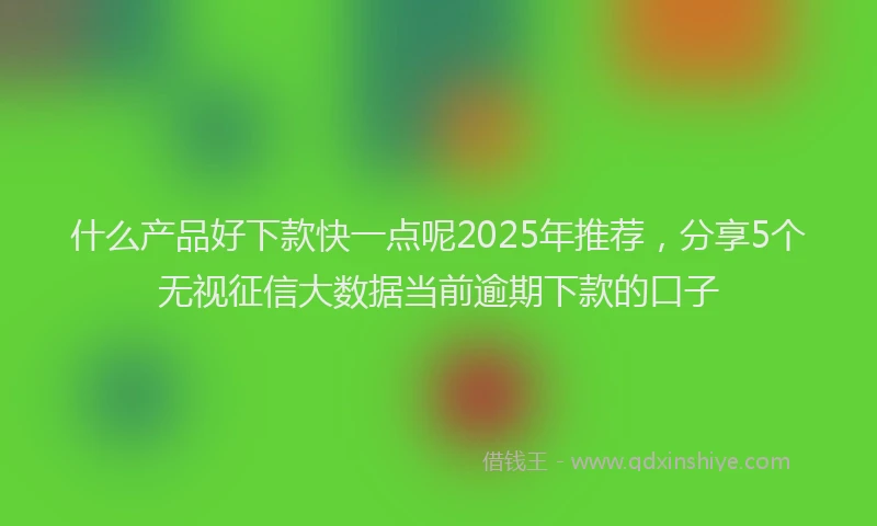 什么产品好下款快一点呢2025年推荐,分享5个无视征信大数据当前逾期下款的口子