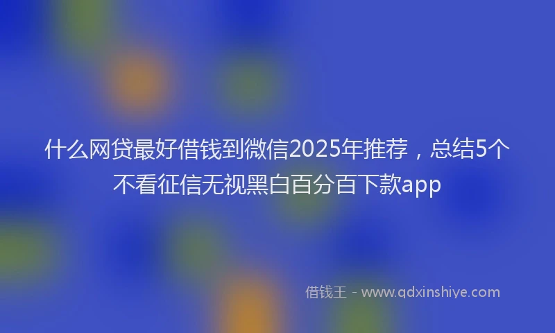什么网贷最好借钱到微信2025年推荐，总结5个不看征信无视黑白百分百下款app