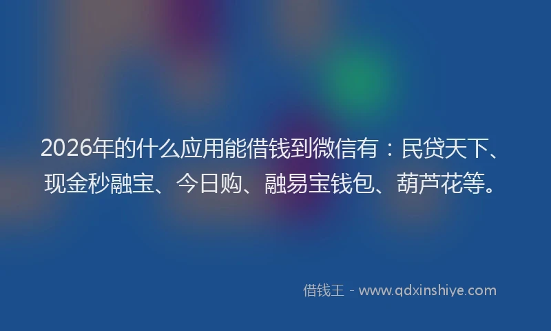 2026年的什么应用能借钱到微信有：民贷天下、现金秒融宝、今日购、融易宝钱包、葫芦花等。