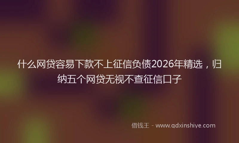 什么网贷容易下款不上征信负债2026年精选，归纳五个网贷无视不查征信口子