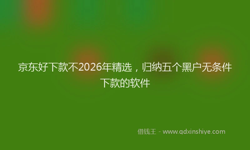 京东好下款不2026年精选，归纳五个黑户无条件下款的软件