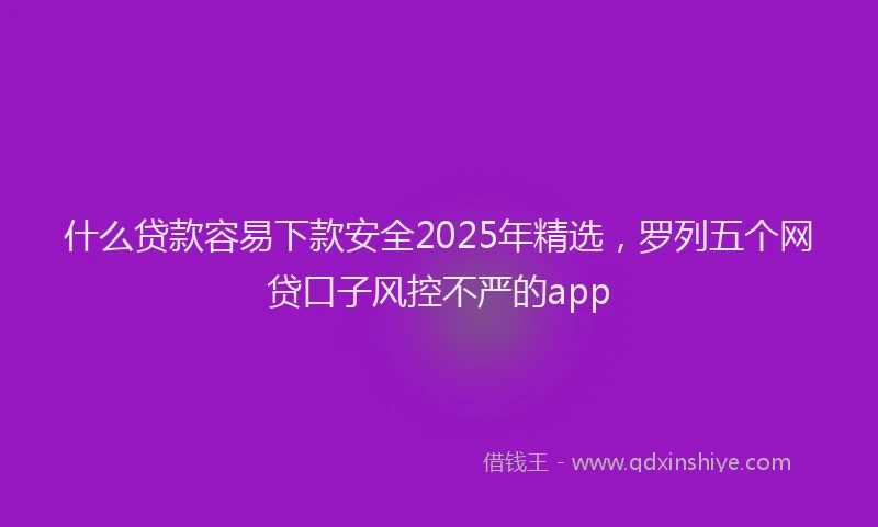 什么贷款容易下款安全2025年精选，罗列五个网贷口子风控不严的app