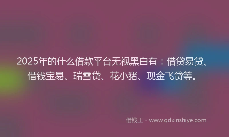2025年的什么借款平台无视黑白有：借贷易贷、借钱宝易、瑞雪贷、花小猪、现金飞贷等。