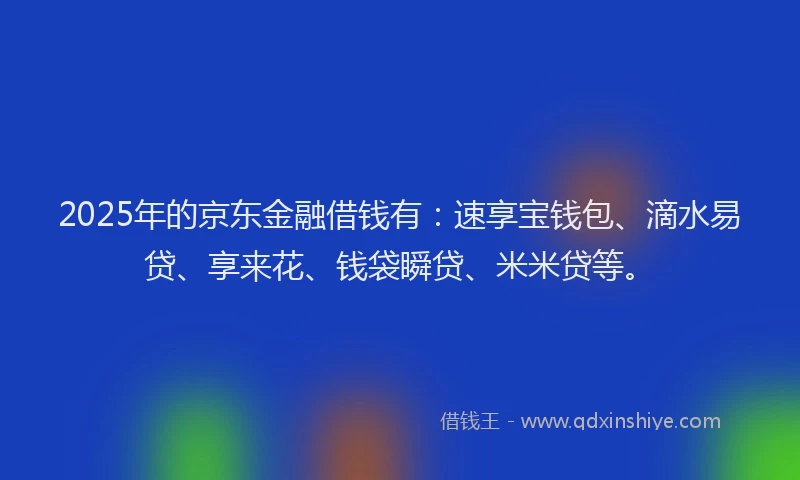 2025年的京东金融借钱有：速享宝钱包、滴水易贷、享来花、钱袋瞬贷、米米贷等。