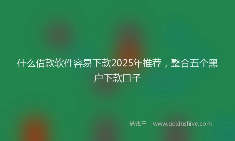 什么借款软件容易下款2025年推荐，整合五个黑户下款口子