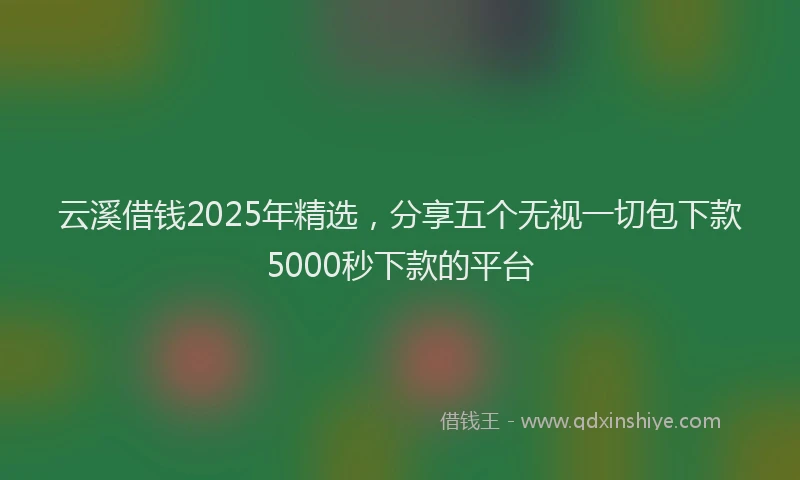 云溪借钱2025年精选，分享五个无视一切包下款5000秒下款的平台