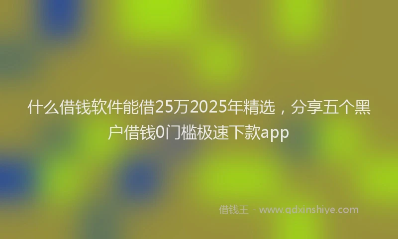 什么借钱软件能借25万2025年精选，分享五个黑户借钱0门槛极速下款app