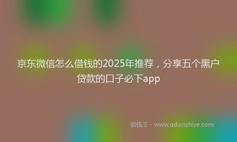 京东微信怎么借钱的2025年推荐，分享五个黑户贷款的口子必下app