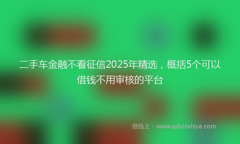 二手车金融不看征信2025年精选,概括5个可以借钱不用审核的平台