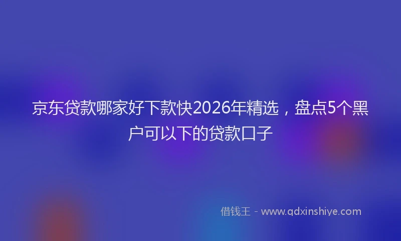 京东贷款哪家好下款快2026年精选，盘点5个黑户可以下的贷款口子