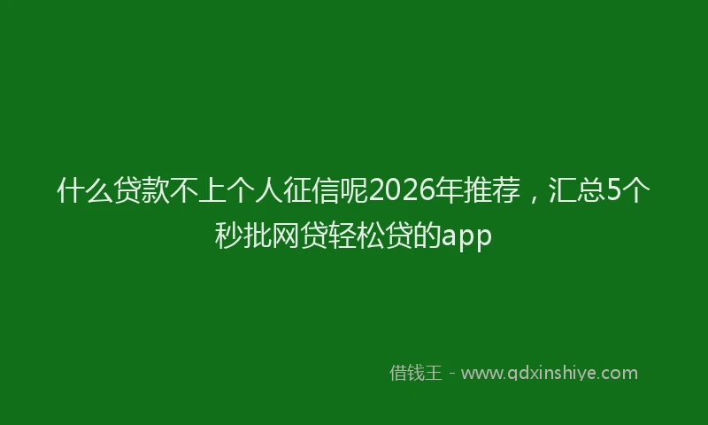 什么贷款不上个人征信呢2026年推荐，汇总5个秒批网贷轻松贷的app