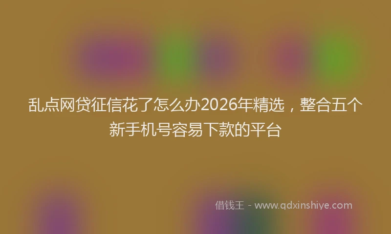 乱点网贷征信花了怎么办2026年精选，整合五个新手机号容易下款的平台