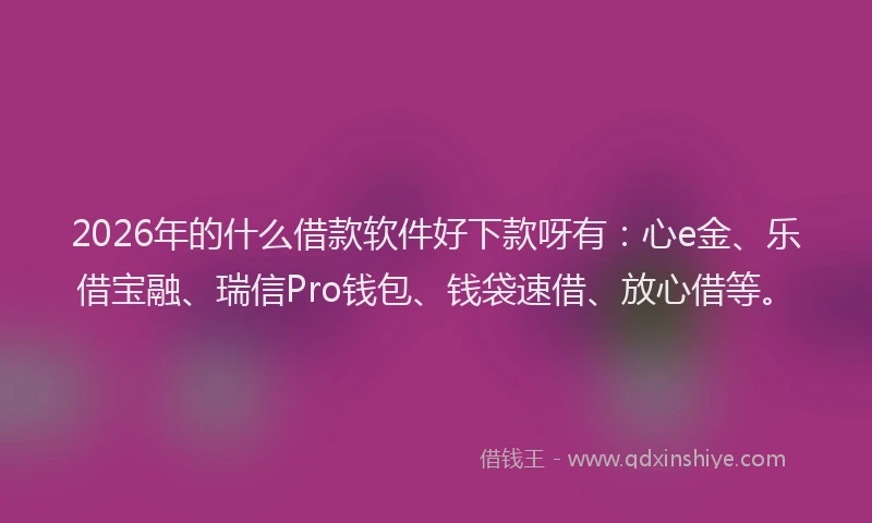 2026年的什么借款软件好下款呀有：心e金、乐借宝融、瑞信Pro钱包、钱袋速借、放心借等。