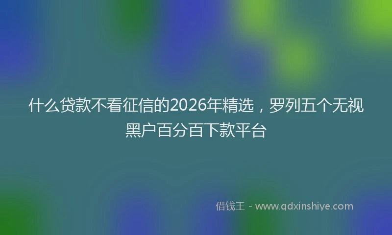 什么贷款不看征信的2026年精选,罗列五个无视黑户百分百下款平台
