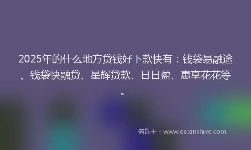 2025年的什么地方贷钱好下款快有：钱袋易融途、钱袋快融贷、星辉贷款、日日盈、惠享花花等。