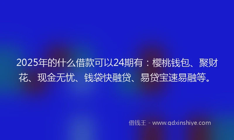 2025年的什么借款可以24期有:樱桃钱包、聚财花、现金无忧、钱袋快融贷、易贷宝速易融等。