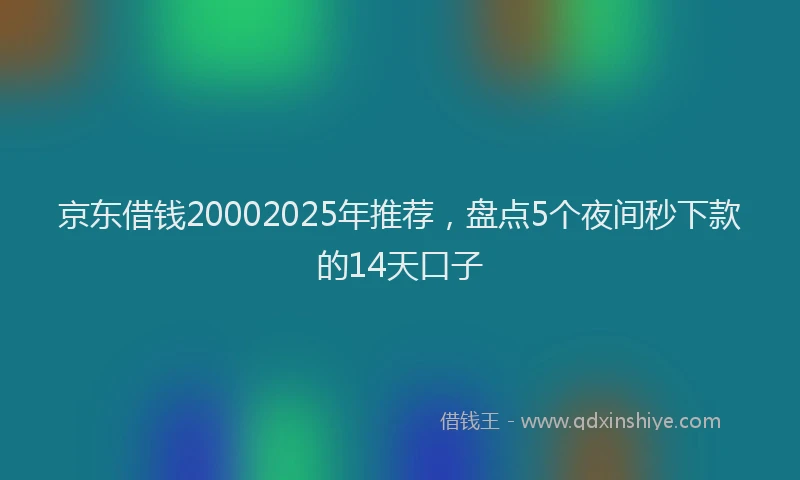 京东借钱20002025年推荐，盘点5个夜间秒下款的14天口子