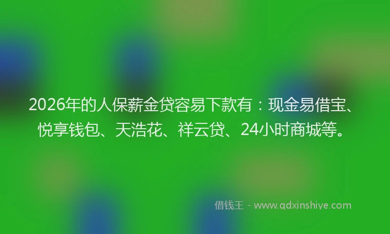 2026年的人保薪金贷容易下款有：现金易借宝、悦享钱包、天浩花、祥云贷、24小时商城等。