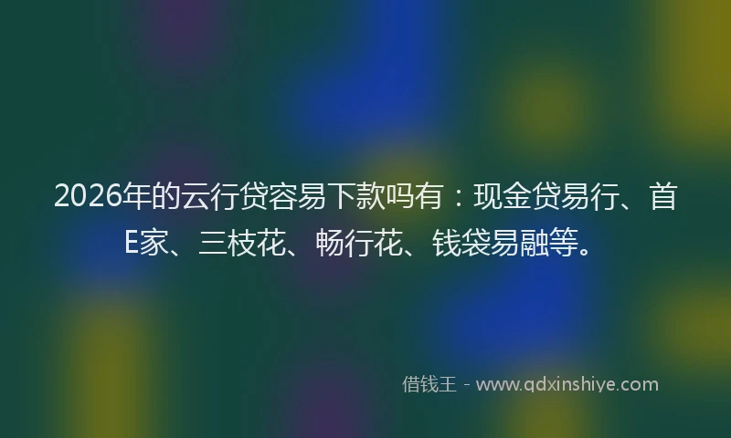 2026年的云行贷容易下款吗有：现金贷易行、首E家、三枝花、畅行花、钱袋易融等。
