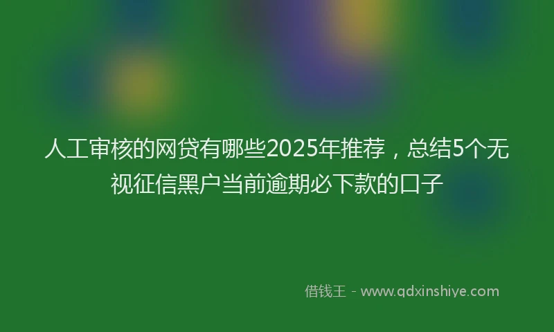 人工审核的网贷有哪些2025年推荐，总结5个无视征信黑户当前逾期必下款的口子