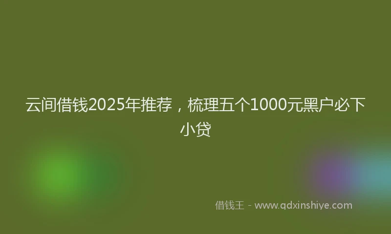 云间借钱2025年推荐，梳理五个1000元黑户必下小贷