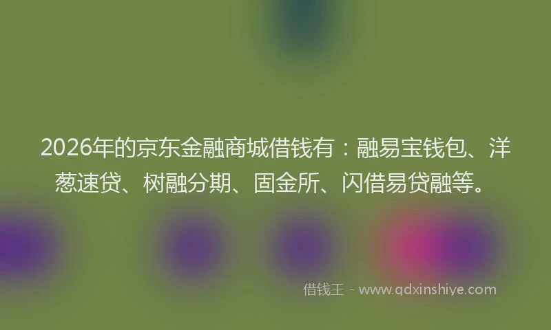 2026年的京东金融商城借钱有:融易宝钱包、洋葱速贷、树融分期、固金所、闪借易贷融等。