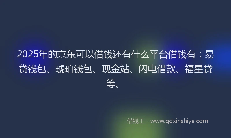 2025年的京东可以借钱还有什么平台借钱有：易贷钱包、琥珀钱包、现金站、闪电借款、福星贷等。