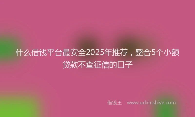 什么借钱平台最安全2025年推荐，整合5个小额贷款不查征信的口子