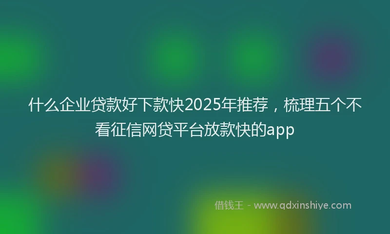 什么企业贷款好下款快2025年推荐，梳理五个不看征信网贷平台放款快的app