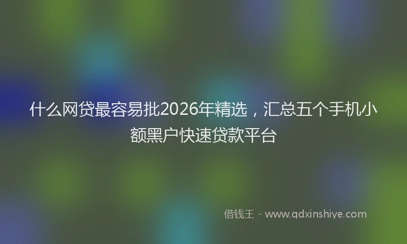 什么网贷最容易批2026年精选,汇总五个手机小额黑户快速贷款平台