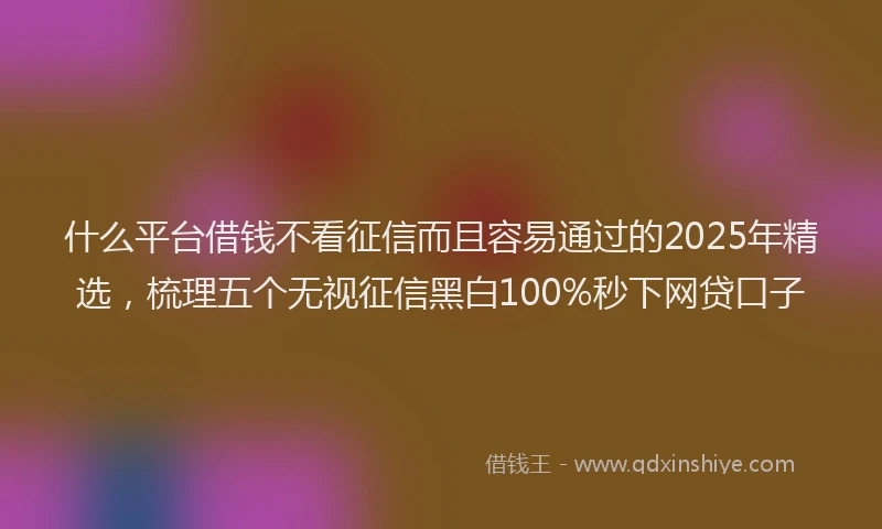 什么平台借钱不看征信而且容易通过的2025年精选，梳理五个无视征信黑白100%秒下网贷口子