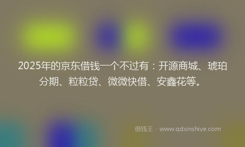 2025年的京东借钱一个不过有：开源商城、琥珀分期、粒粒贷、微微快借、安鑫花等。