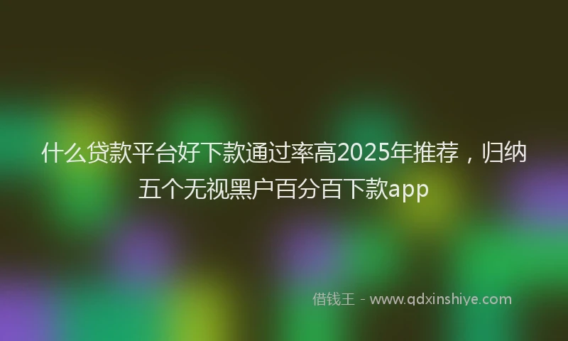 什么贷款平台好下款通过率高2025年推荐，归纳五个无视黑户百分百下款app