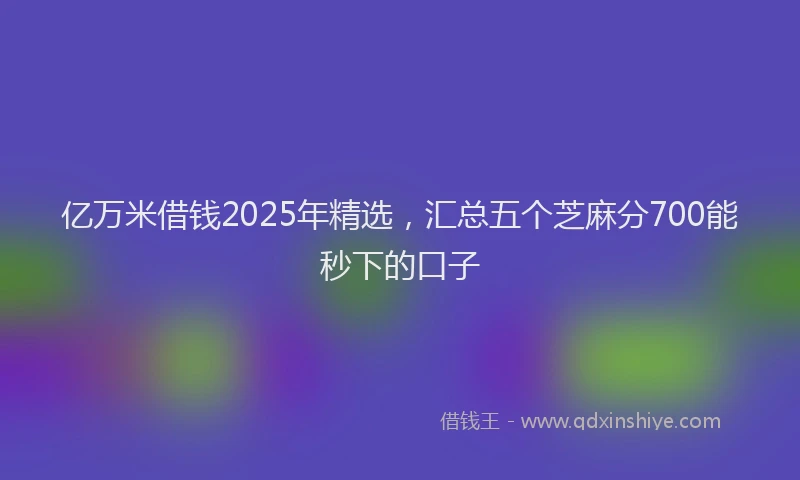 亿万米借钱2025年精选，汇总五个芝麻分700能秒下的口子
