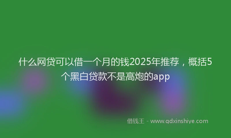 什么网贷可以借一个月的钱2025年推荐，概括5个黑白贷款不是高炮的app