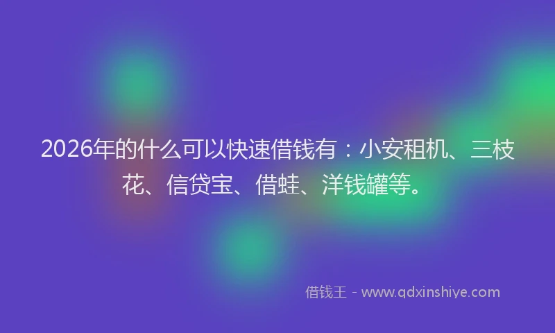 2026年的什么可以快速借钱有：小安租机、三枝花、信贷宝、借蛙、洋钱罐等。