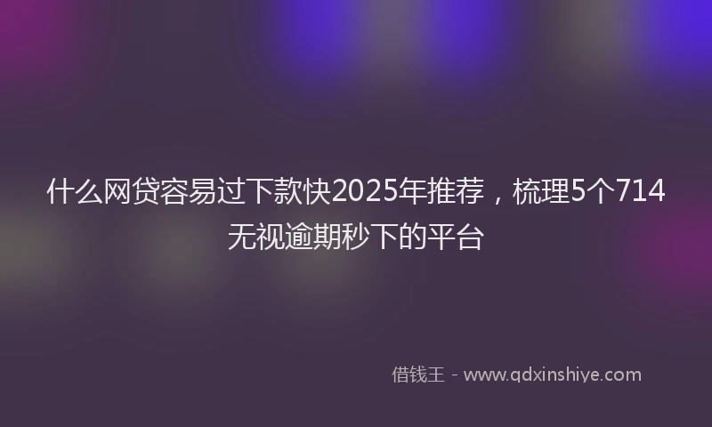 什么网贷容易过下款快2025年推荐,梳理5个714无视逾期秒下的平台