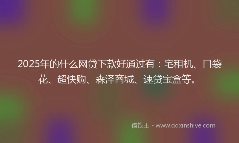 2025年的什么网贷下款好通过有:宅租机、口袋花、超快购、森泽商城、速贷宝盒等。
