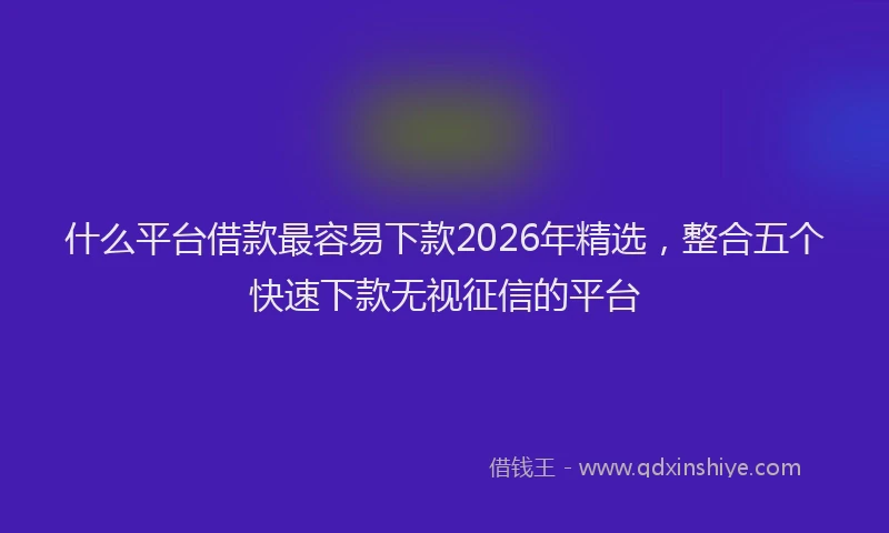 什么平台借款最容易下款2026年精选，整合五个快速下款无视征信的平台