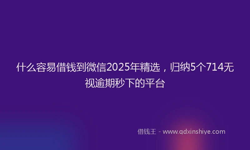 什么容易借钱到微信2025年精选，归纳5个714无视逾期秒下的平台
