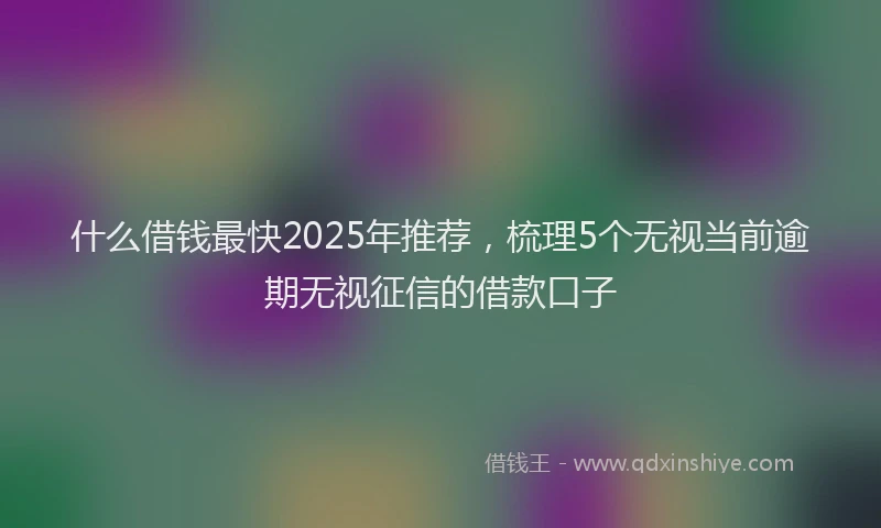 什么借钱最快2025年推荐，梳理5个无视当前逾期无视征信的借款口子