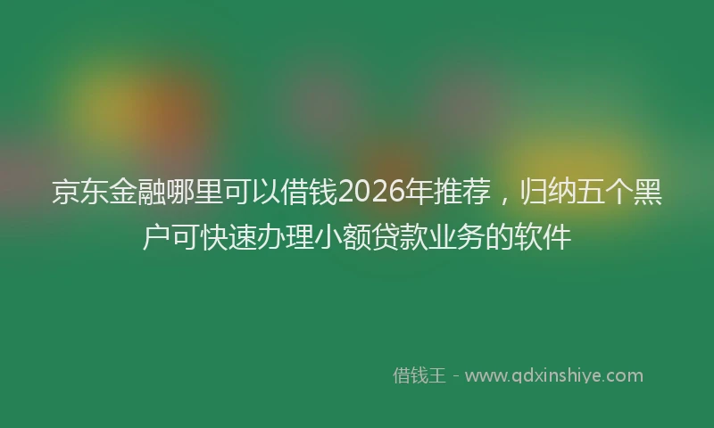 京东金融哪里可以借钱2026年推荐，归纳五个黑户可快速办理小额贷款业务的软件