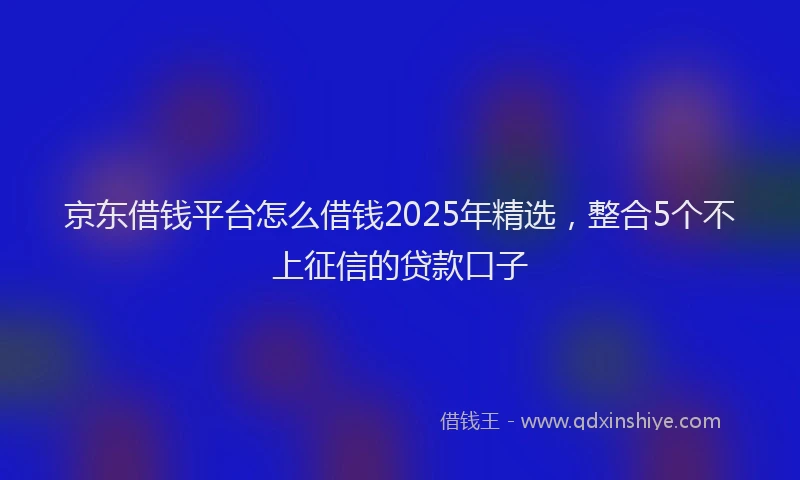 京东借钱平台怎么借钱2025年精选，整合5个不上征信的贷款口子