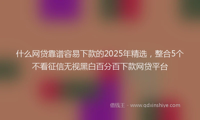 什么网贷靠谱容易下款的2025年精选，整合5个不看征信无视黑白百分百下款网贷平台