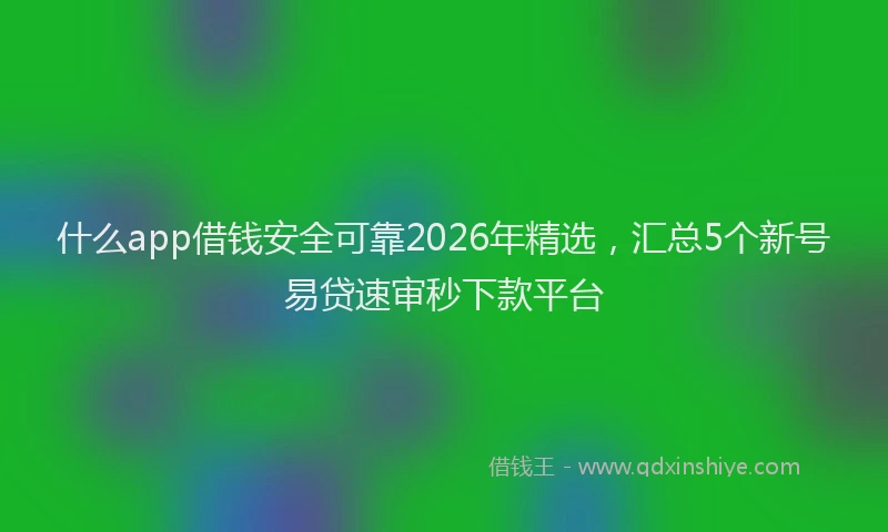 什么app借钱安全可靠2026年精选,汇总5个新号易贷速审秒下款平台