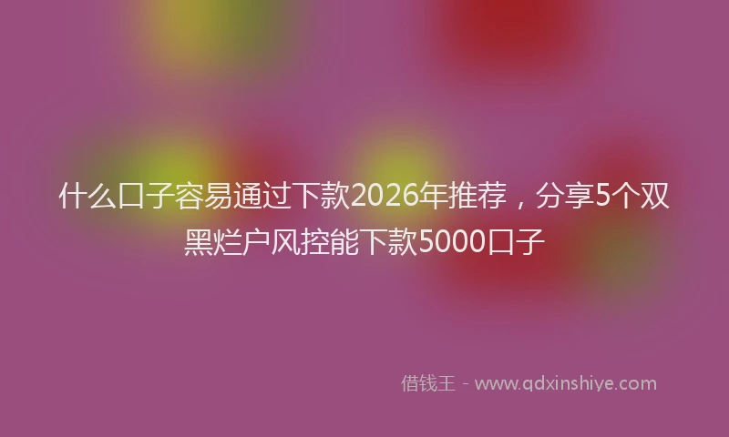 什么口子容易通过下款2026年推荐，分享5个双黑烂户风控能下款5000口子