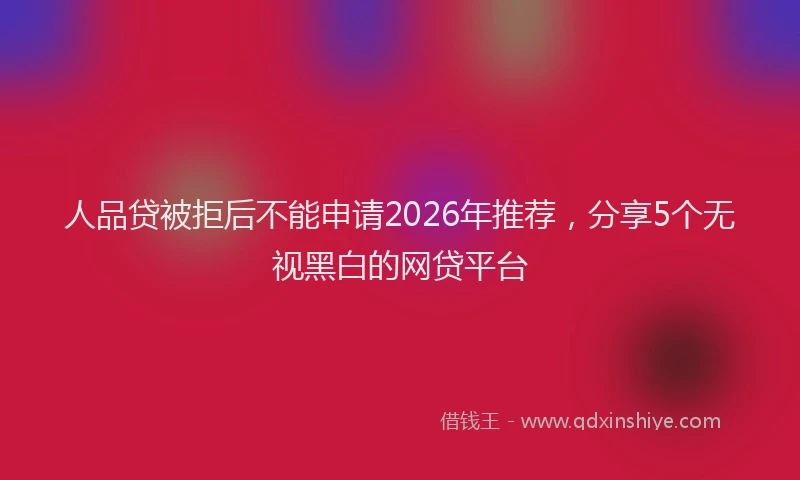 人品贷被拒后不能申请2026年推荐，分享5个无视黑白的网贷平台