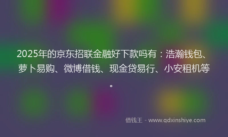 2025年的京东招联金融好下款吗有：浩瀚钱包、萝卜易购、微博借钱、现金贷易行、小安租机等。