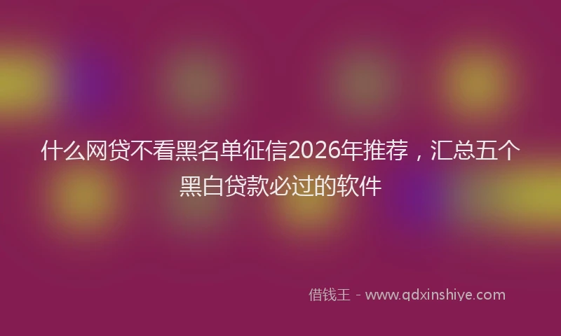 什么网贷不看黑名单征信2026年推荐，汇总五个黑白贷款必过的软件
